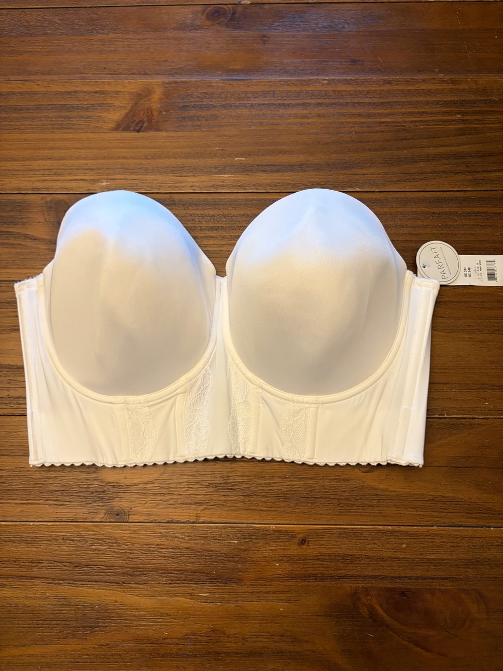 Parfait Elissa Strapless Bustier Longline Bra US 34K UK 34H Pearl White NWT